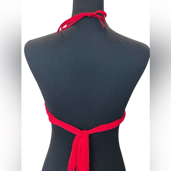 NEW ~ MAPALE ~. Lingerie Red Mesh Top w/ V-wire Extended Back Ties Small - Picture 4 of 8